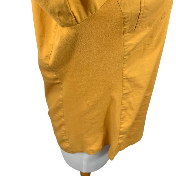 Zac & Rachel 3/4 Sleeve Blouse Zipper Front Collar EUC Gold Two Pockets Size LP - Picture 6 of 16